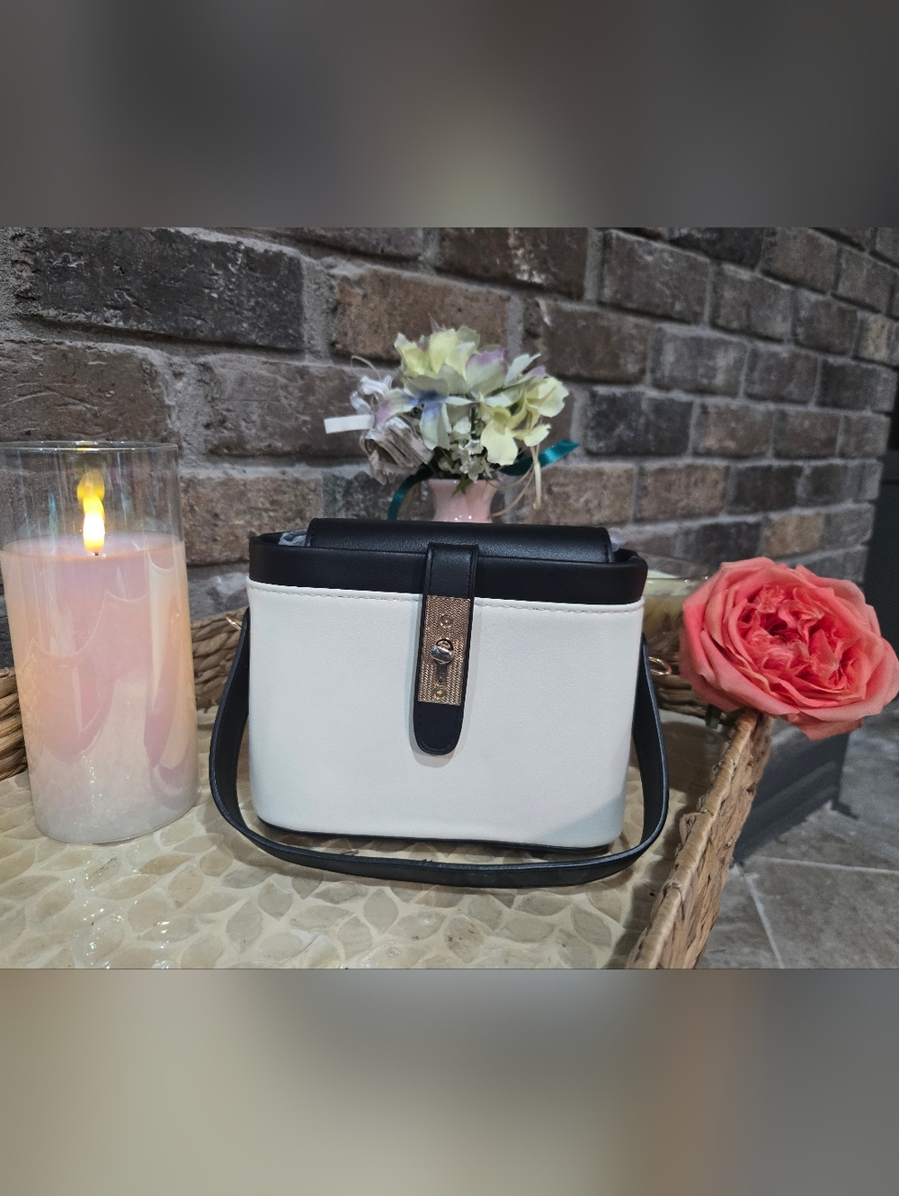 Classic Black and White Crossbody Bag, Mother's Day Gift